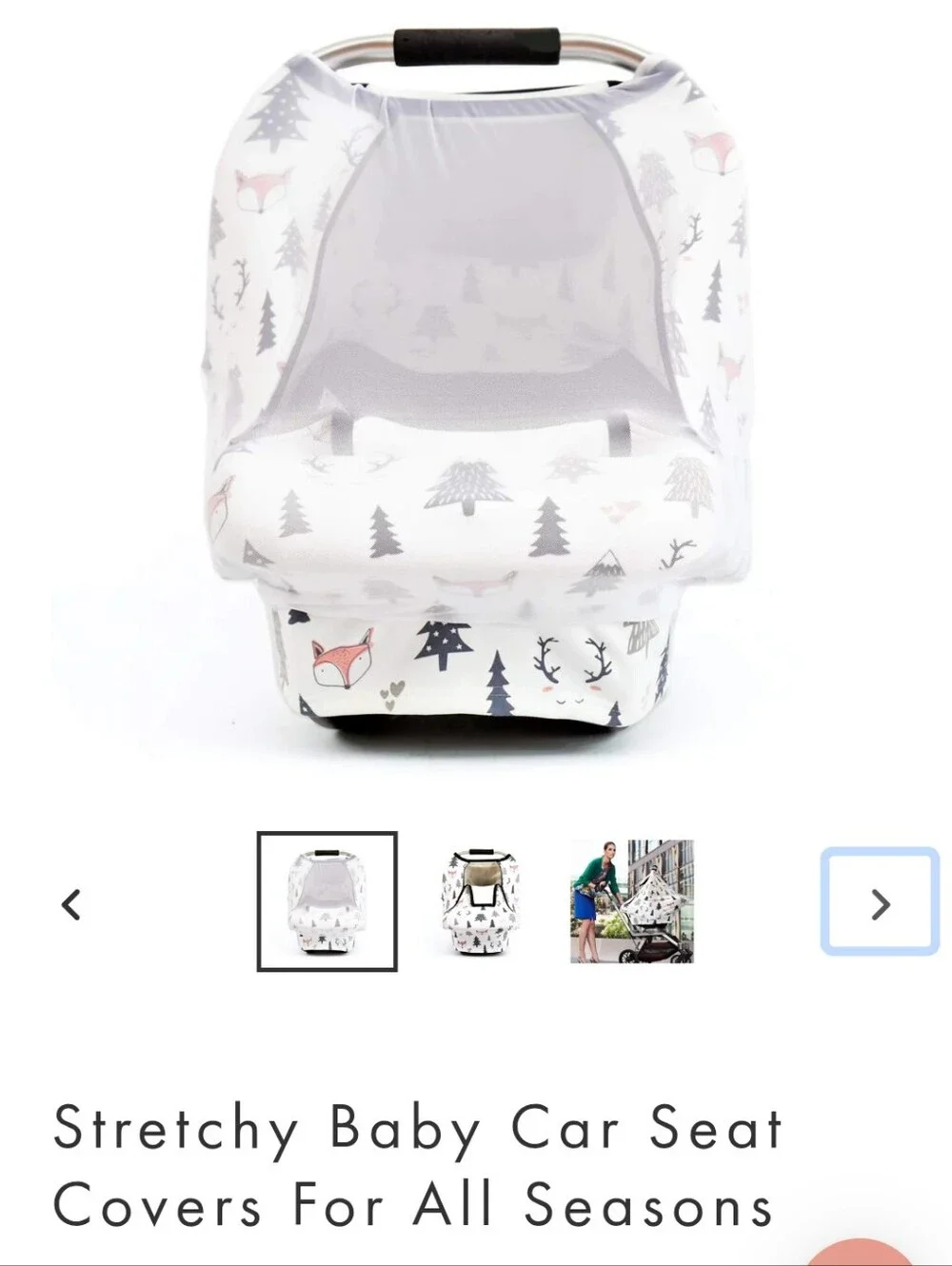 White & Pink Fox Print Baby Car Seat Cover